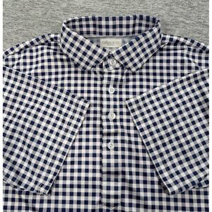 Collars & Co Dress Collar Polo Shirt Mens Medium Tall Purple Blue Gingham Plaid